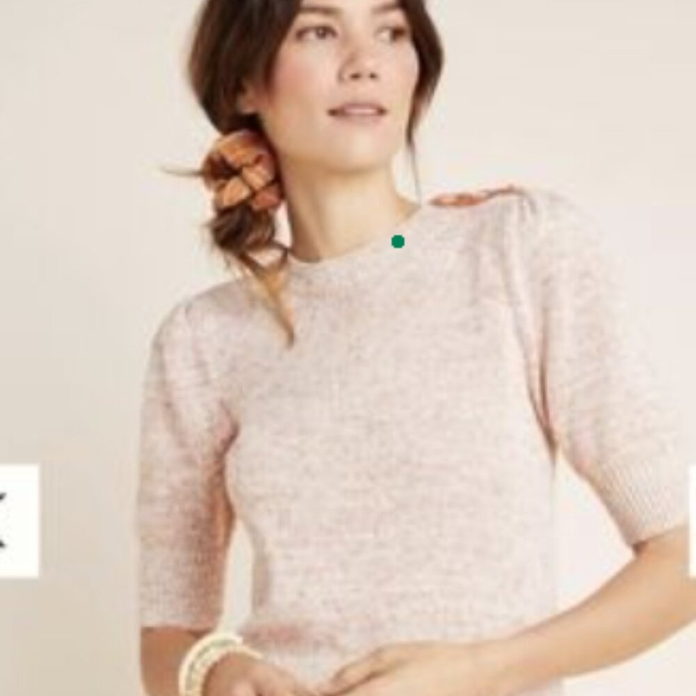 Anthropologie ❄️WINTER END SALE❄️ NWT Short Sleeve Sweater, Functional Buttons